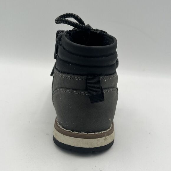 Size 10 Little Kid Childrens Place Boots Gray Suede Lace Up - Picture 10 of 12